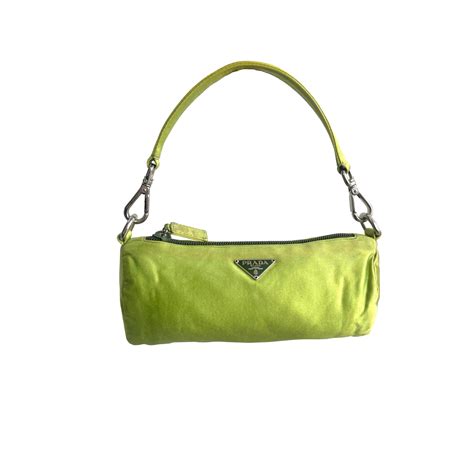 prada vintage lime green bag with gold metal straps prices|Prada purses for sale.